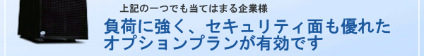 上記の一つでも当てはまる企業様負荷に強く、セキュリティ面も優れたオプションプランが有効です